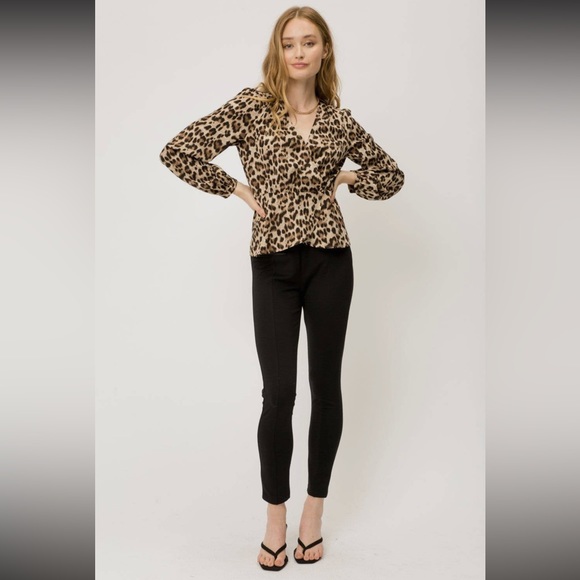 🆕Blouse Leopard Print Wrap Peplum Top S, M & L Available - Picture 3 of 8